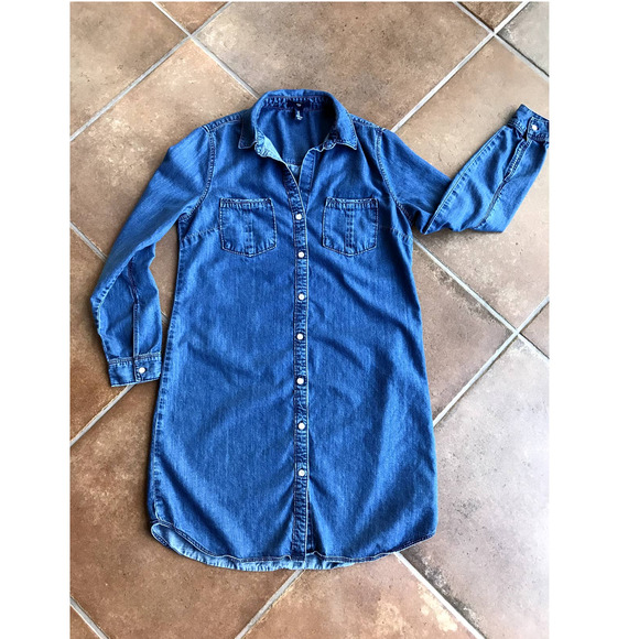 GAP Blue Long Sleeve Denim Dress - Picture 7 of 8